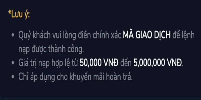 Những lưu ý khi nạp tiền nhà cái.